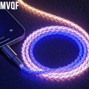 RGB Gradient Light USB Type C Cable 6A 66W for Huawei P50 Fast Charging USB C Charger Data Cable for Iphone