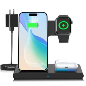Magnetic Wireless Charging Station 3-In-1 Foldable 18W Fast Charging Pad for Apple iPhone 12-16 Series