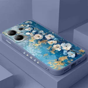 Gold Leaf Flower Phone Case For Xiaomi Redmi Note 14 13 12 12S 11 11S 10 10S 9 9S Pro Plus