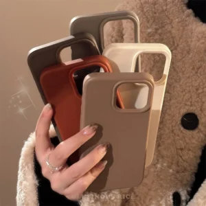 Minimalist Brown Gray Cream White Phone Cases for iPhone 16 Plus Pro Max 15 14 13 12 11