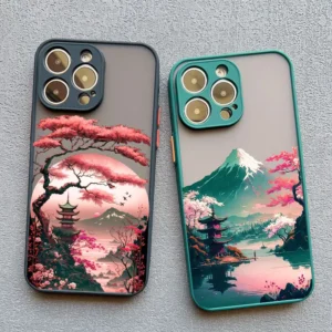 Japanese Aesthetic Mount Fuji Landscape Phone Case For iPhone 7 8 Plus 16 14 13 12 11 15 Pro Max