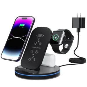Charging Station for Multiple Devices,3 in 1 Fast Wireless Charging Stand Dock for iPhone 14/13/12/11/Pro/Max/