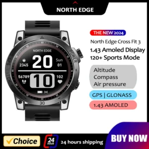 Men HD AMOLED Display 50M ATM Altimeter Barometer Compass Smartwatch