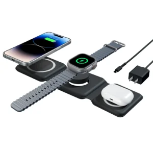 Magnetic Wireless Charger 3 In 1 Travel Charging Flexible Fast Charging Dock Station for Apple iPhone 16 15 14 13 12